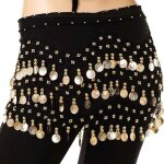 Ceinture de danse oriental noir turque belly dance bollywood sequins deguisement