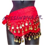 Ceinture de danse oriental rouge turque belly dance bollywood sequins deguisement