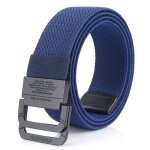 Ceinture homme couleur unie �lastique toile fine tress�e r�glable � double anneableu