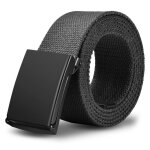 Ceinture pour hommes et femmes 130 cm noir mati�re toile tiss�e r�sistante design unisexe �pur� l�ger ...
