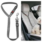 Ceinture de sécurité pour chien - attache harnais voiture - chocs Élastique et bandes - gris Ceinture de sécurité pour chien - attache harnais voiture - chocs Élastique et bandes - gris
