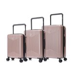 Celims france - set de valise de voyage wide trolley ensemble de bagages 3 pi�ces serrure tsa rose gold ...