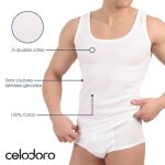 Celodoro d�bardeurs pour homme (lot de 5) en c�tes doubles en coton - blanc