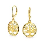 Celtiques arbre de vie or vermeil boucles oreille 925 argent pendentif
