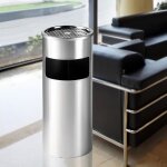 Cendrier extrieur design avec poubelle en acier inoxydable argent 25 * 25 * 60cm