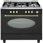 Centre de cuisson glem 5 gaz four catalyse 109l a noir + inox