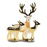 Centre de table effet miroir renne et faons or 20 cm - or