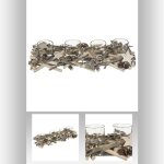 Centre de table mini buches avec toiles 137156bo - en bois - 4 photophores pour bougie chauffe - plat ...