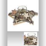 Centre de table mini buches en forme dtoile 137157bo - en bois - 1 photophore pour bougie chauffe - ...