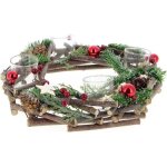 Centre de table - silumen - 30cm - 4 supports bougie - bois - marron