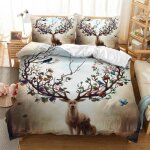 Cerf color� parure de lit 3d 2 personnes 1 housse de couette 200 * 200cm + 2 taies doreillers 63 * 63cm ...