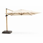 Cesare - parasol rectangulaire 3x4m d�port� rotatif �cru pied effet bois en aluminium