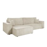 Cezanne - canap dangle rversible 5 places convertible avec coffre en velours ctel - beige