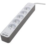 Chacon bloc multiprise 5 prises 16 a avec 2 ports usb et cble 15 m ho5vv - f 3x15 mm blanc et brun