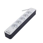 Chacon bloc multiprise 5 prises 16 a avec 2 ports usb et cble 15 m ho5vv - f 3x15 mm blanc et gris