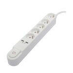 Chacon bloc multiprise 5 prises 16 a avec interrupteur 2 ports usb et c�ble 15 m ho5vv - f 3x15 mm� blanc ...