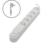 Chacon bloc multiprise 5 prises 16 a avec interrupteur fiche plate c�ble 15 m ho5vv - f 3x15 mm� blanc ...