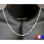 Chaine 50cm pour homme en argent massif 925 maille figaro 3. 5mm avec boite