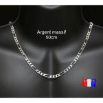 Chaine 50cm pour homme en argent massif rhodi grosse maille figaro 5mm avec crin