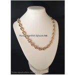 Cha�ne - bijouxia - grain de caf� - plaqu� or 18 carats - 50cm - 10mm