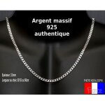 Chaine 55cm en argent massif 925 pour homme maille gourmette 4mm  offrir