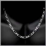 Chane en argent massif rhodi - bijouxia - maille figaro diamante 1 - 1 - 55cm - 5mm - 2216g