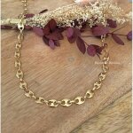 Cha�ne - bijouxia - grain de caf� - plaqu� or 18 carats - 60cm x 6mm - mixte