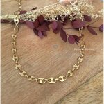 Cha�ne - bijouxia - maille grain de caf� - plaqu� or 18 carats - 50cm x 6mm - mixte