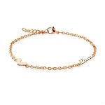 Chaine de cheville bracelet femme acier cuivré charms perles et coeur Chaine de cheville bracelet femme acier cuivré charms perles et coeur