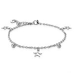Chaine de cheville - femme - acier - breloques �toiles et ronds - argent� - inoxydable