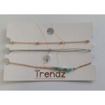Chane de cheville - trendz - ensemble de 3 chanes - couleur dor - plaqu or - mixte