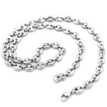 Chaine collier pour homme maille en grains de caf acier 60cm 10mm