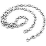 Chaine collier pour homme maille en grains de caf acier 60cm 8mm