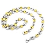 Chaine collier homme maille grains de caf acier dor 60cm 6mm pas cher