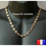 Chaine collier luxe grain de caf 9mm pour homme en plaqu or 18k vritable