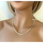 Cha�ne de cou - bijouxia - maille anglaise bomb�e - plaqu� or 18 carats - longueur 45cm - largeur 4mm ...