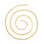 Chane de cou - homme / femme - maille marine - plate - cisele - 60 cm - 4 mm - plaqu or jaune 750 ...