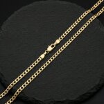 Cha�ne de cou - homme - maille plate - gourmette - 70 cm - plaqu� or jaune 750 / 1000 - largeur 3. 5 ...