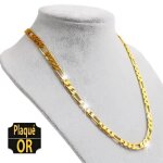 Chane de cou - homme - maille figaro - 60 cm - 4 mm - plaqu or jaune 750 / 1000 - 3 microns