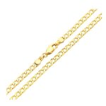 Chane de cou - homme / femme - maille gourmette - plate - 60 cm - 2 mm - plaqu or jaune 750 / 1000 ...
