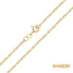 Chane de cou - femme - maille singapour - torsade - 44 cm - 12 mm - plaqu or jaune 750 / 1000 - 3 ...