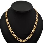 Chaîne figaro collier homme plaqué or 24 carats solide bijoux hommes 10mm de large 24 pouces Chaîne figaro collier homme plaqué or 24 carats solide bijoux hommes 10mm de large 24 pouces