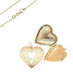 Collier - femme - chaîne torsadée - pendentif - coeur - porte photo - plaqué or jaune 750 / 1000 - 3 ... Collier - femme - chaîne torsadée - pendentif - coeur - porte photo - plaqué or jaune 750 / 1000 - 3 ...