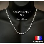 Chaine grain de caf pour homme en argent massif 925 55cm large 5. 6mm