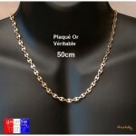 Chaine grain de caf pour homme plaqu or 50cm large de 6mm