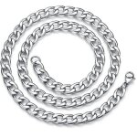 Chaine - acier inoxydable - figaro - 60cm - 7mm - argent