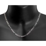 Chaine pour homme en argent massif 925 rhodi� de 50cm de long et 4mm d�paisseur maille figaro altern�e ...