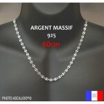 Chaine longue grain de caf 60cm x 5. 6mm de large. collier pour homme en argent massif 925 vritable ...