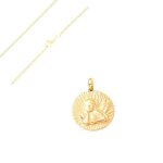 Collier - enfant / bb - chane et pendentif - mdaille - ange - baptme - 12 mm - plaqu or jaune 750 ...