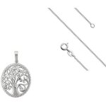 Collier - femme - chaîne et pendentif - ovale - arbre de vie - cristal - blanc - argent fin 925 / 1000 ... Collier - femme - chaîne et pendentif - ovale - arbre de vie - cristal - blanc - argent fin 925 / 1000 ...